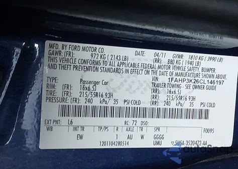 2012 Ford Focus Se из США, поврежденный, VIN 1FAHP3K26CL146197